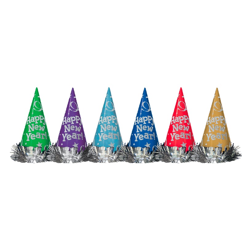 12 colorful Happy New Year party hats