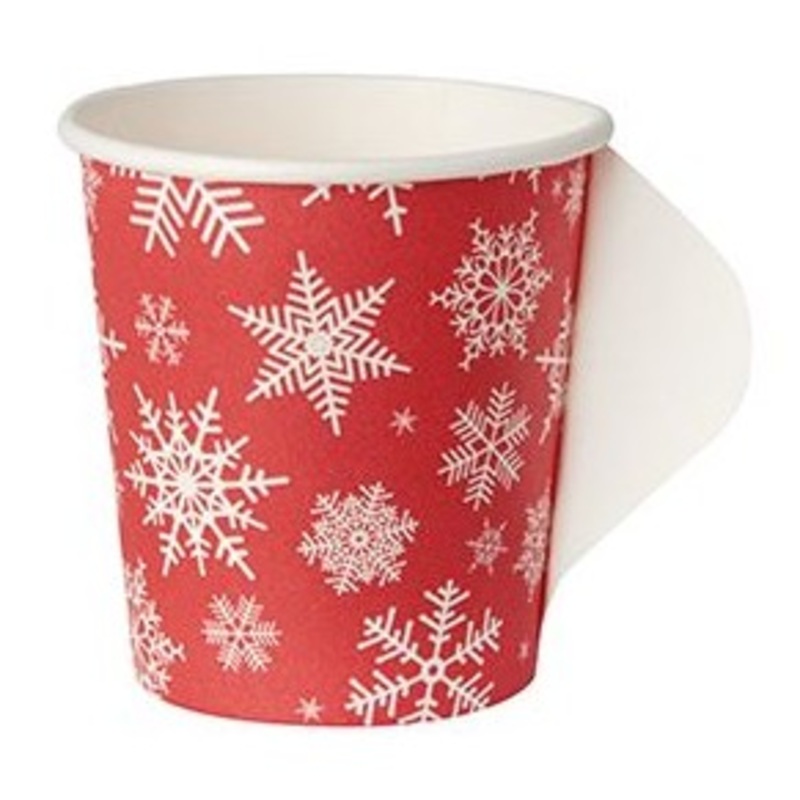 25 red snowflake cups 100ml