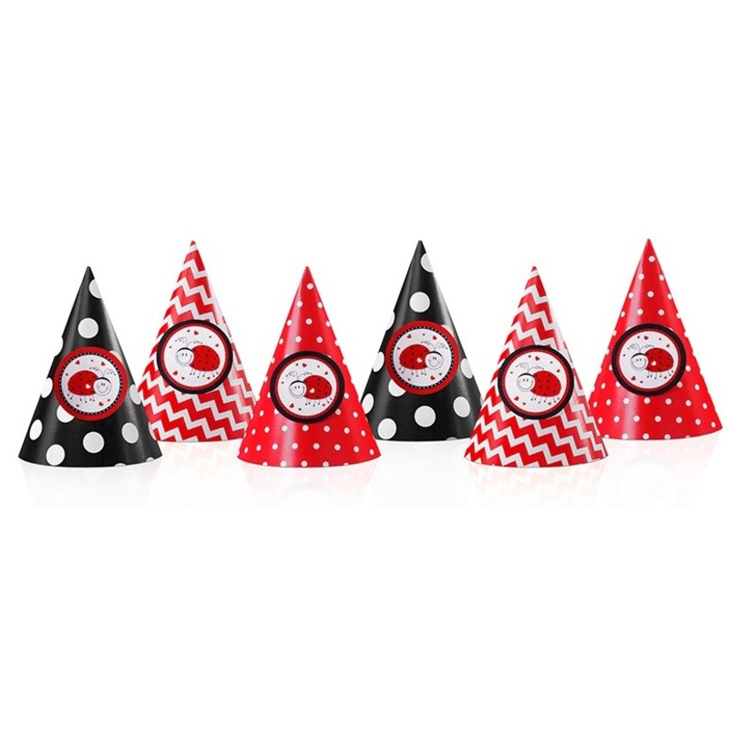 6 ladybug party hats 16cm