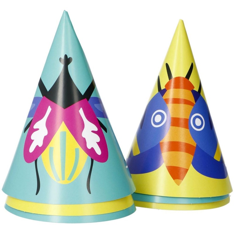 6 party hats - crawling beetles 16cm