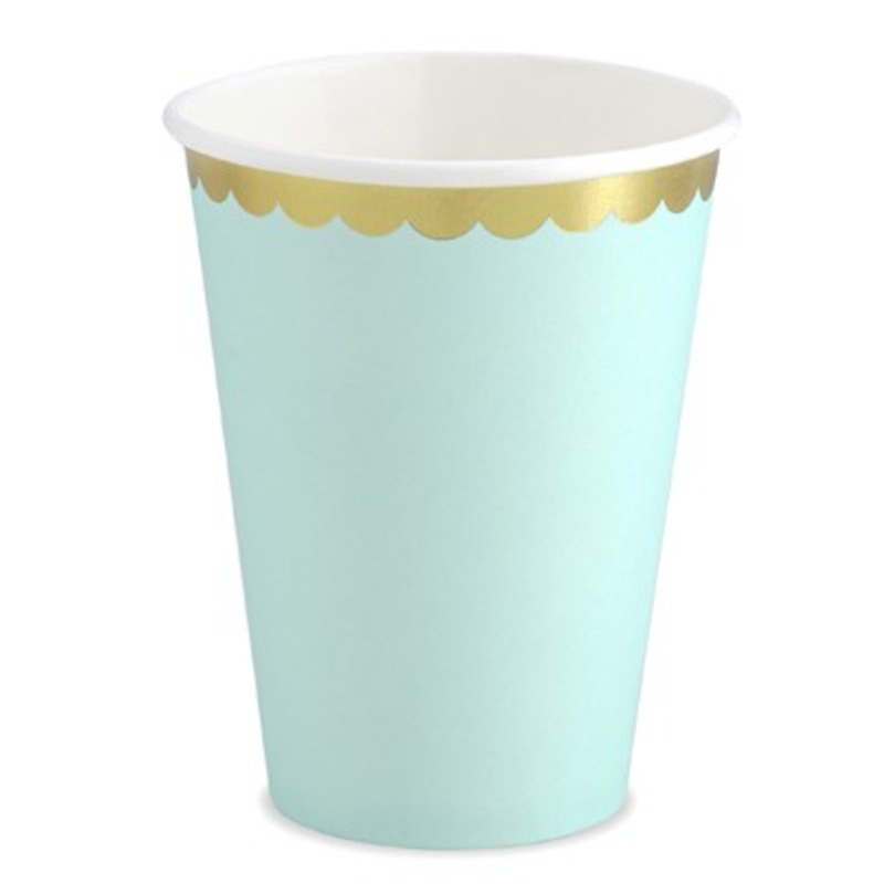 6 Pastel Paper Cups Mint 220ml