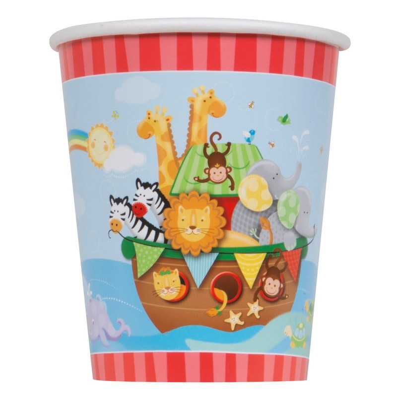8 Baby Party Noah's Ark paper cups 266ml
