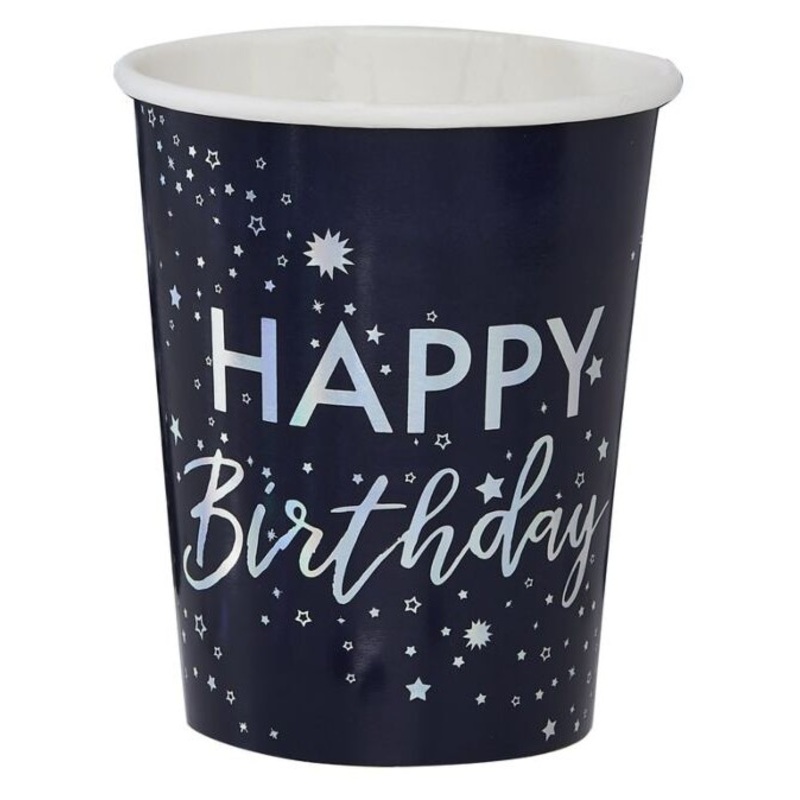 8 Dazzling Birthday paper cups 255ml