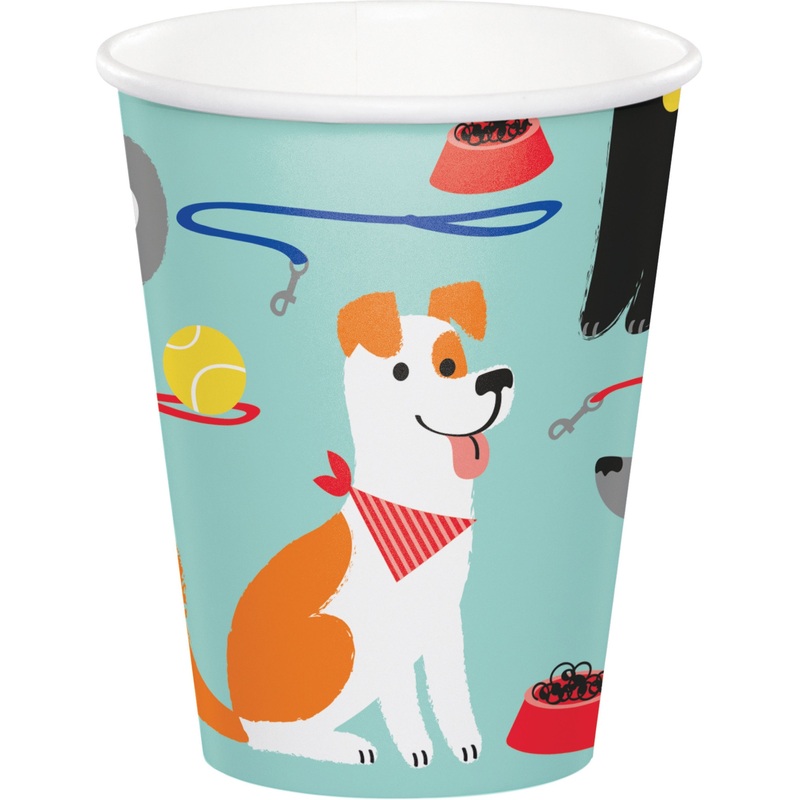 8 dog party paper cups 256ml