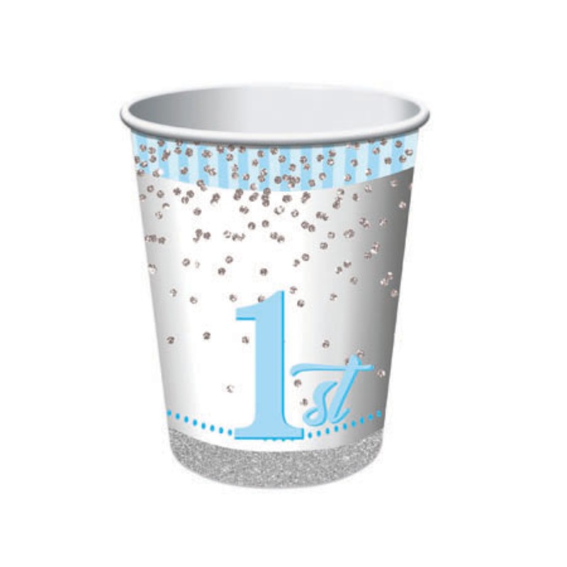 8 First Birthday Prince cups 266ml