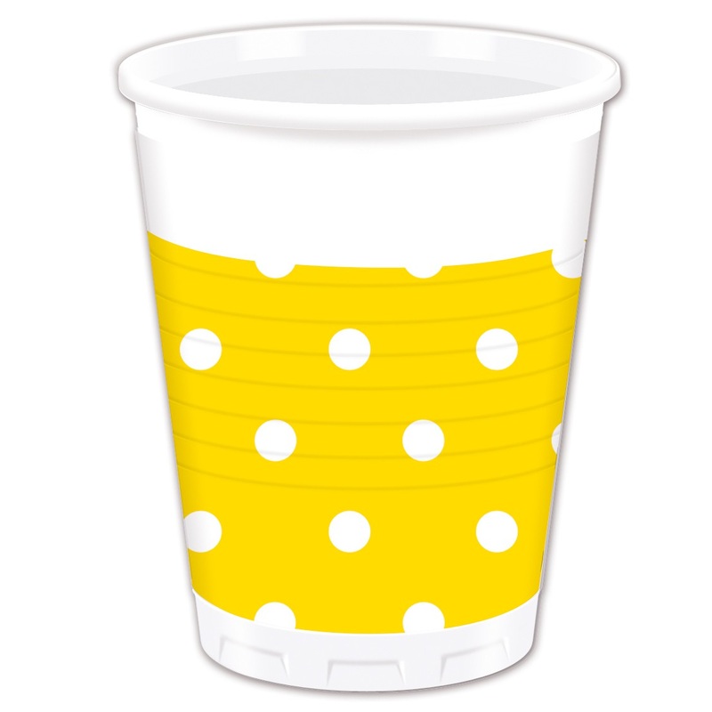 8 Mix Patterns dots mug yellow 200ml