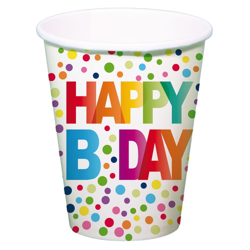 8 Splendid Birthday paper cups 250ml