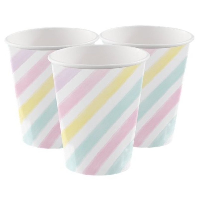 8 Unicorn Paper Party Cups Pastel 256ml