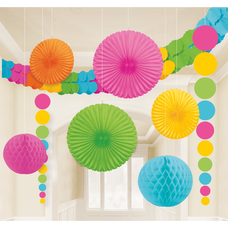 Colorful summer party decoration set 9 pieces
