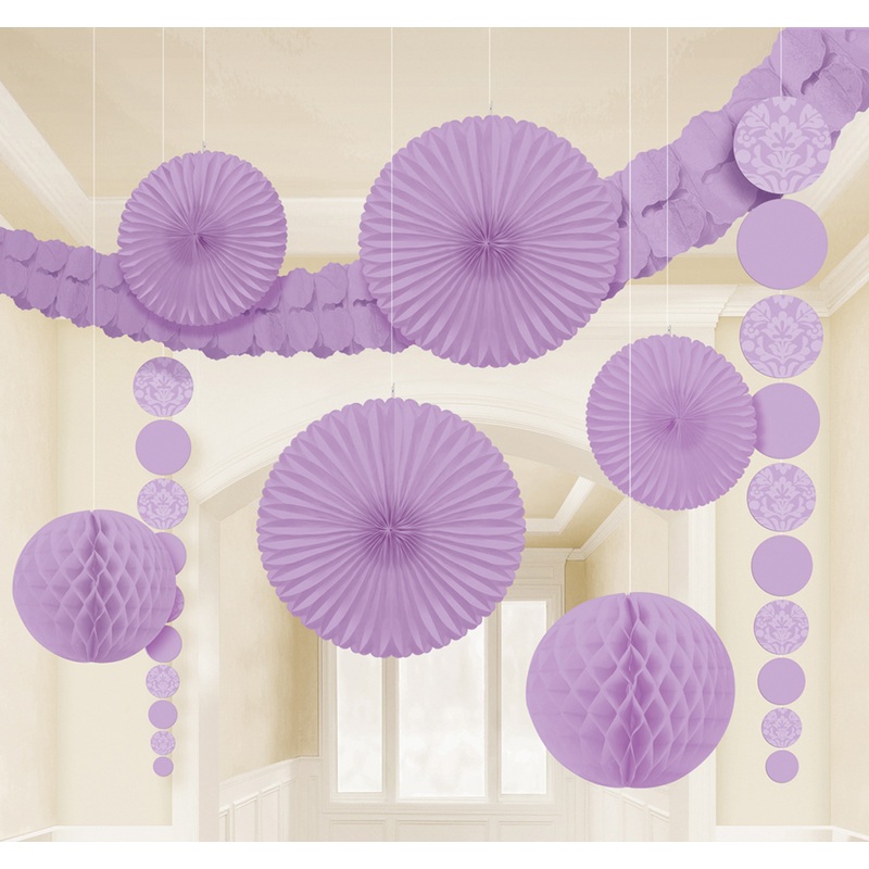 New Romance Party hanging decoration set lavender 9 pieces
