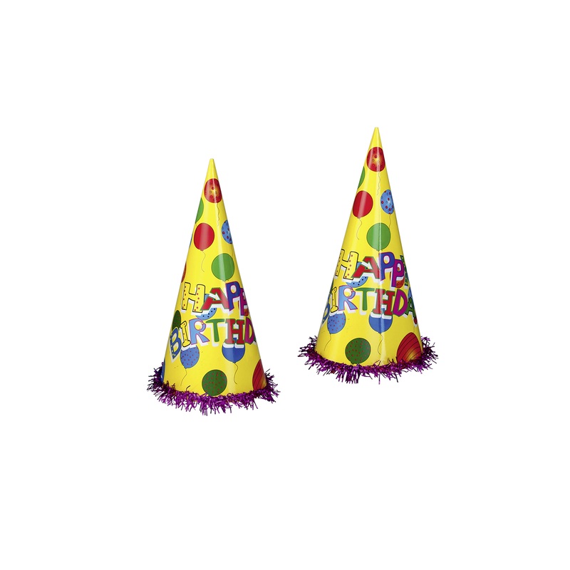 Party hat with fringes Happy Birthday 34cm