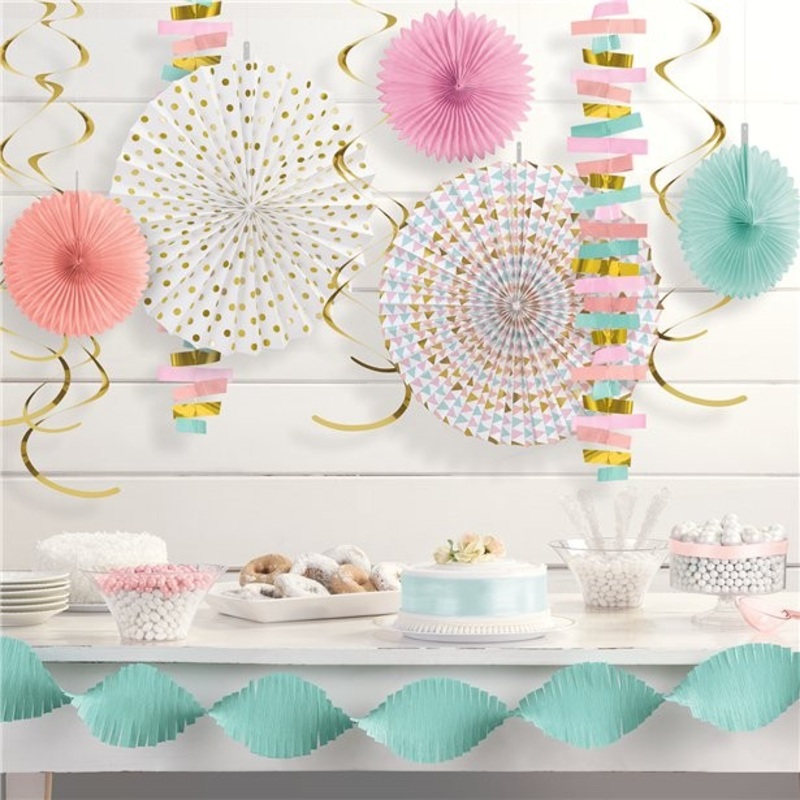 Pastel-colored hanging decoration set 14 pieces