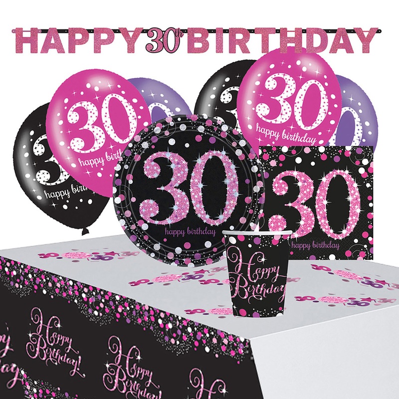 Pink 30th Birthday decoration set 41 pieces