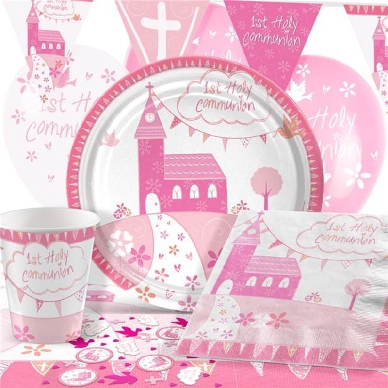 Premium first communion party set pink