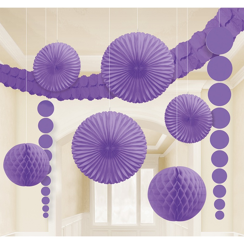Purple summer party decoration set 9 pieces