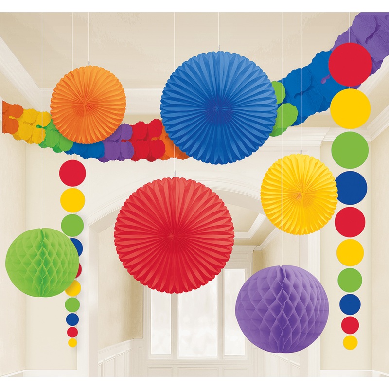 Rainbow summer party decoration set 9 pieces