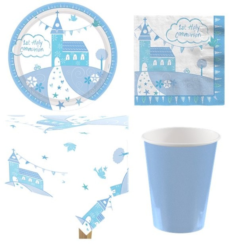 Small first communion party set blue