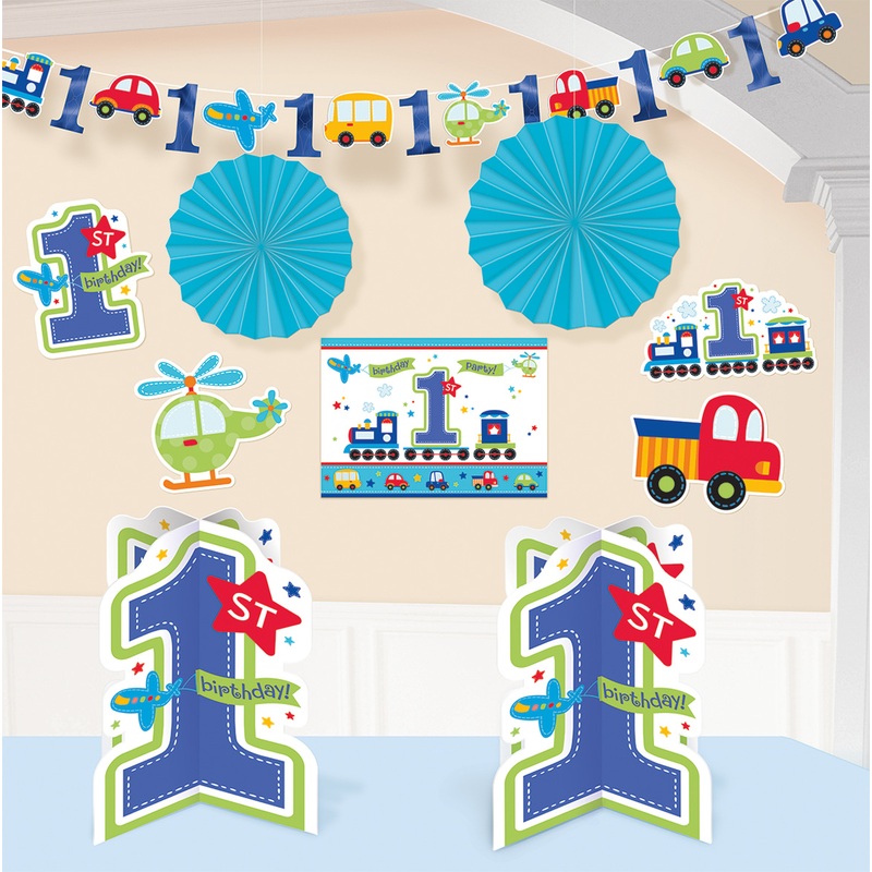 Sweet First Birthday Boy Party Decoration Set Blue