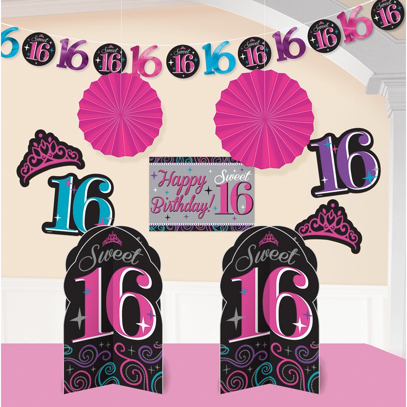 Sweet Sixteen decoration set 10 pieces
