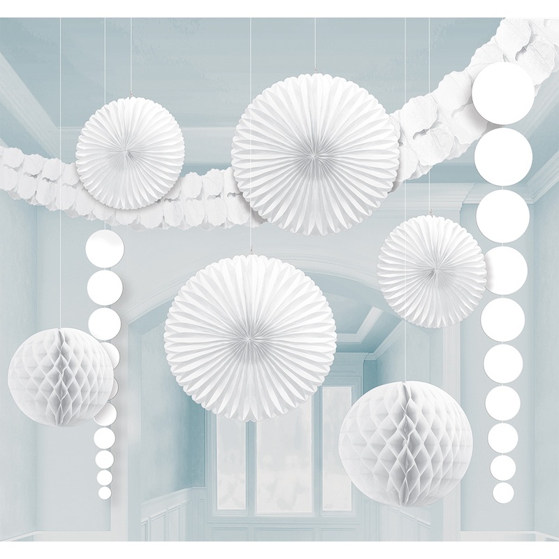 White summer party decoration set 9 pieces
