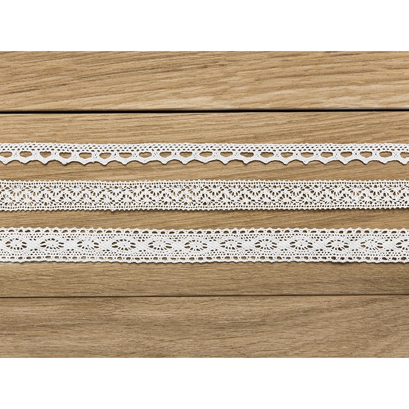 1,5m vintage lace ribbon Marie white set of 3