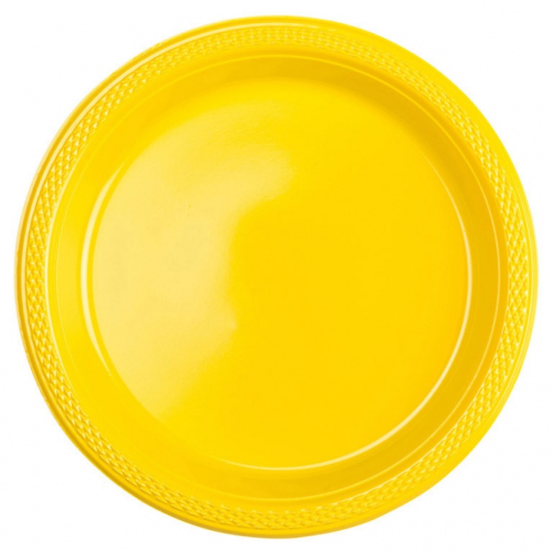 10 plastic plates Partytime yellow 23cm