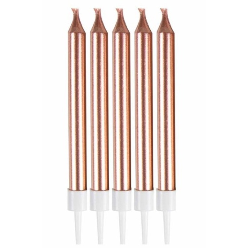 10 rose gold candles 6cm