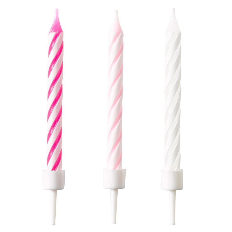 10 Think Pink cake candles 7.5cm