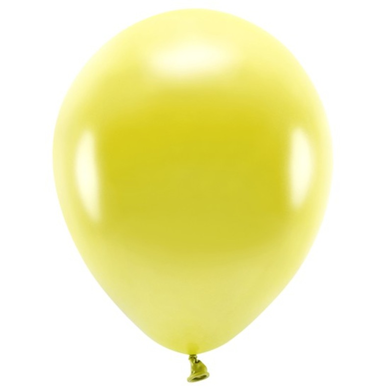 100 Eco metallic balloons yellow 30cm