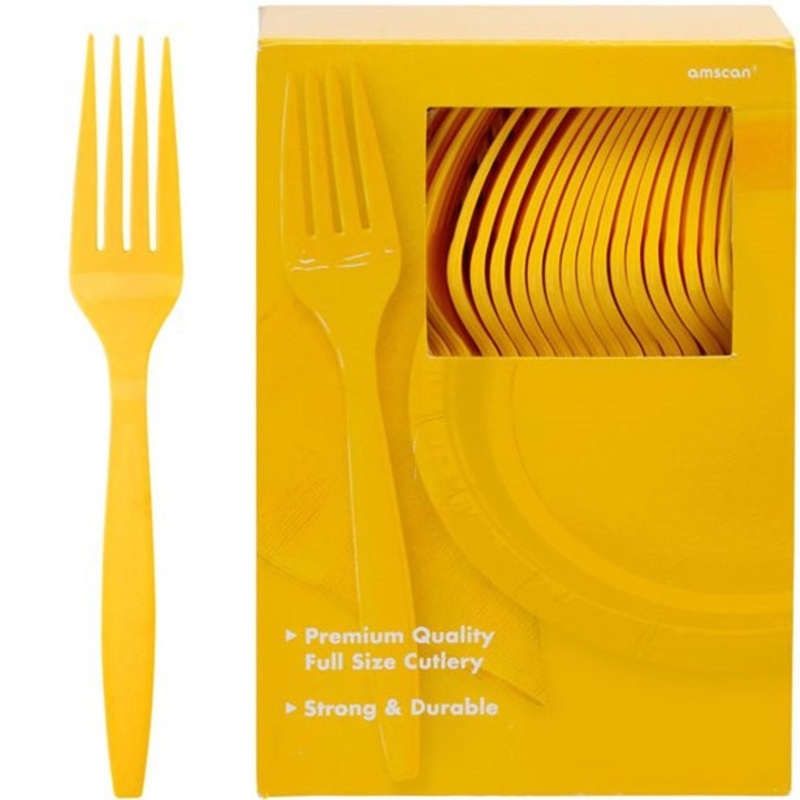 100 plastic forks yellow