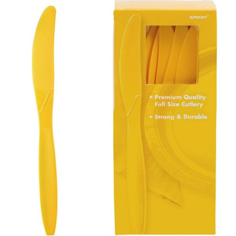 100 plastic knives yellow