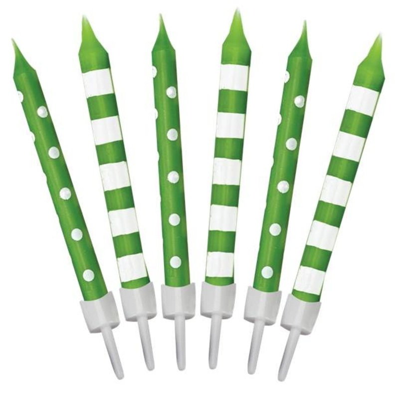12 cake candles Birthday Child kiwi green 6cm
