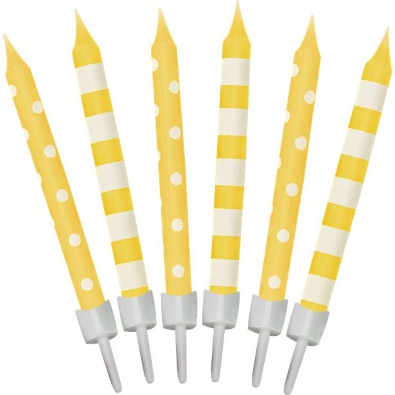 12 yellow birthday child cake candles