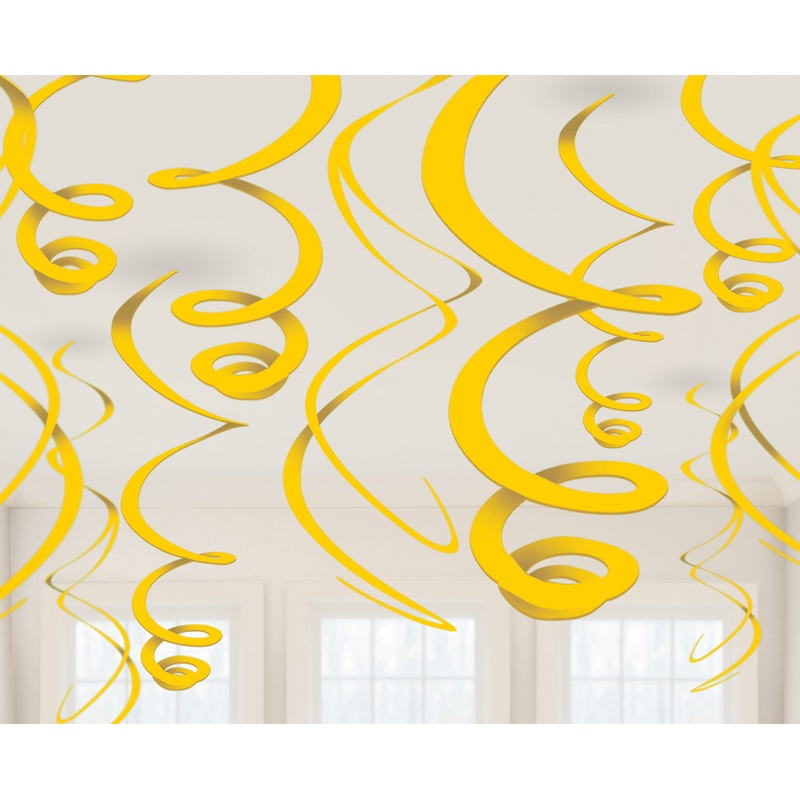12 yellow decorative spirals Fiesta 55cm