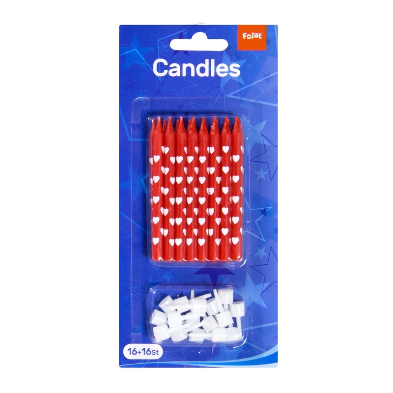 16 sweetheart cake candles 7.5cm