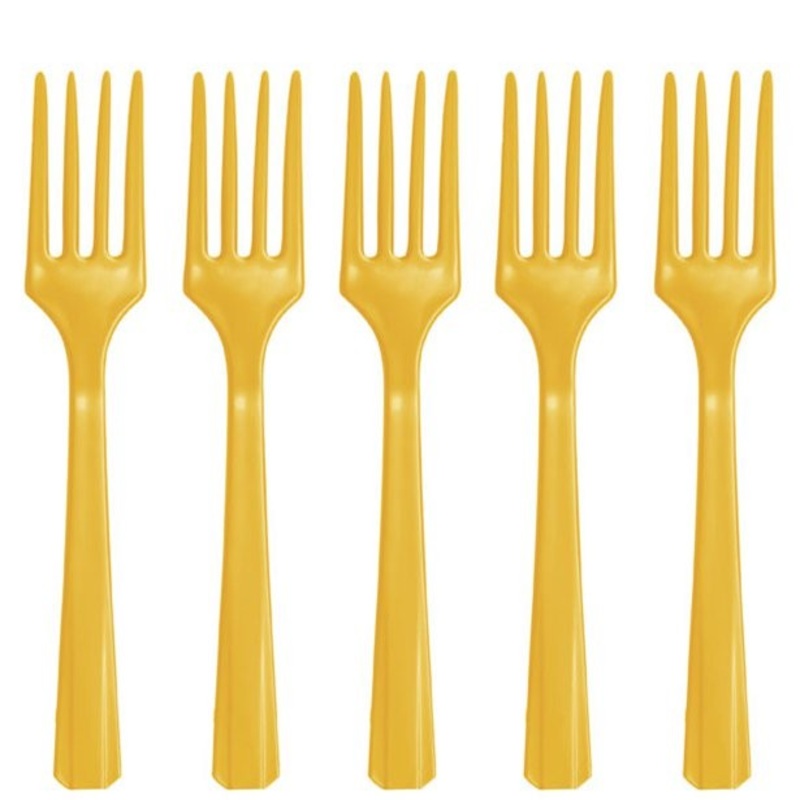 20 yellow plastic forks Basel 15.7cm