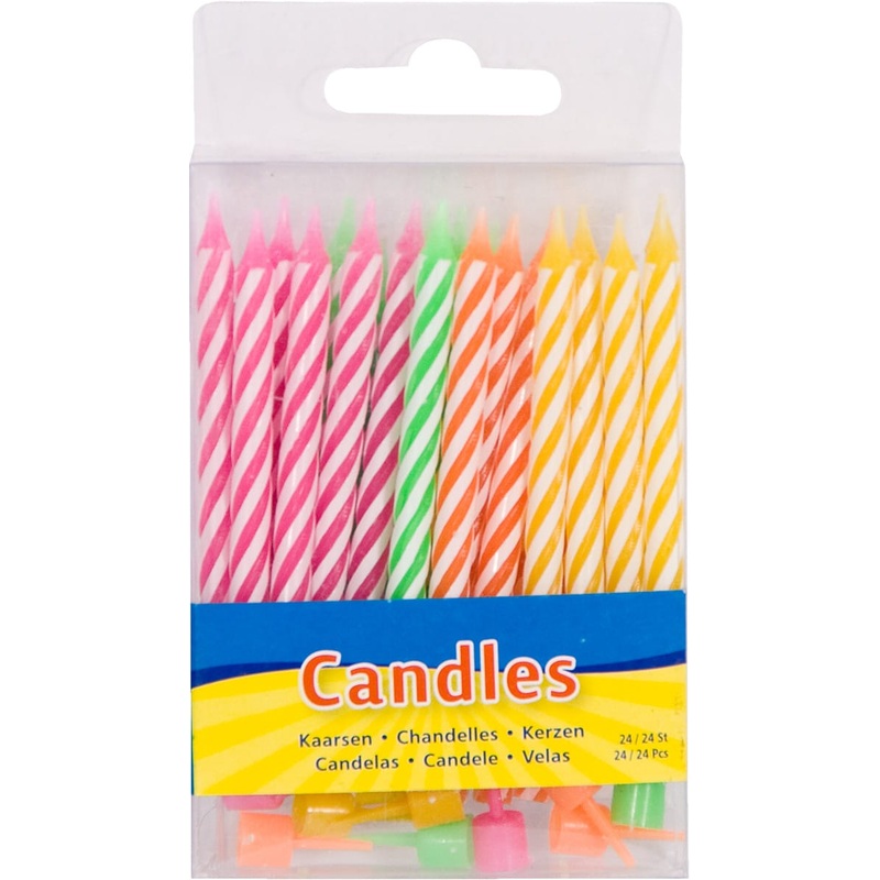 24 cake candles with 12 holders