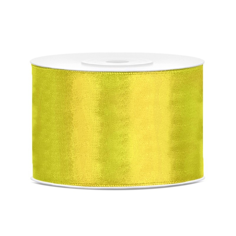 25m satin ribbon, dark yellow, 5cm wide