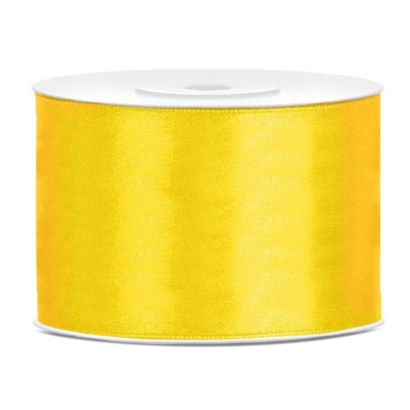 25m satin ribbon yellow 5cm wide