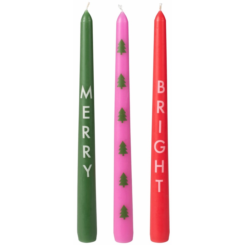 3 Merry and Bright candles 24cm