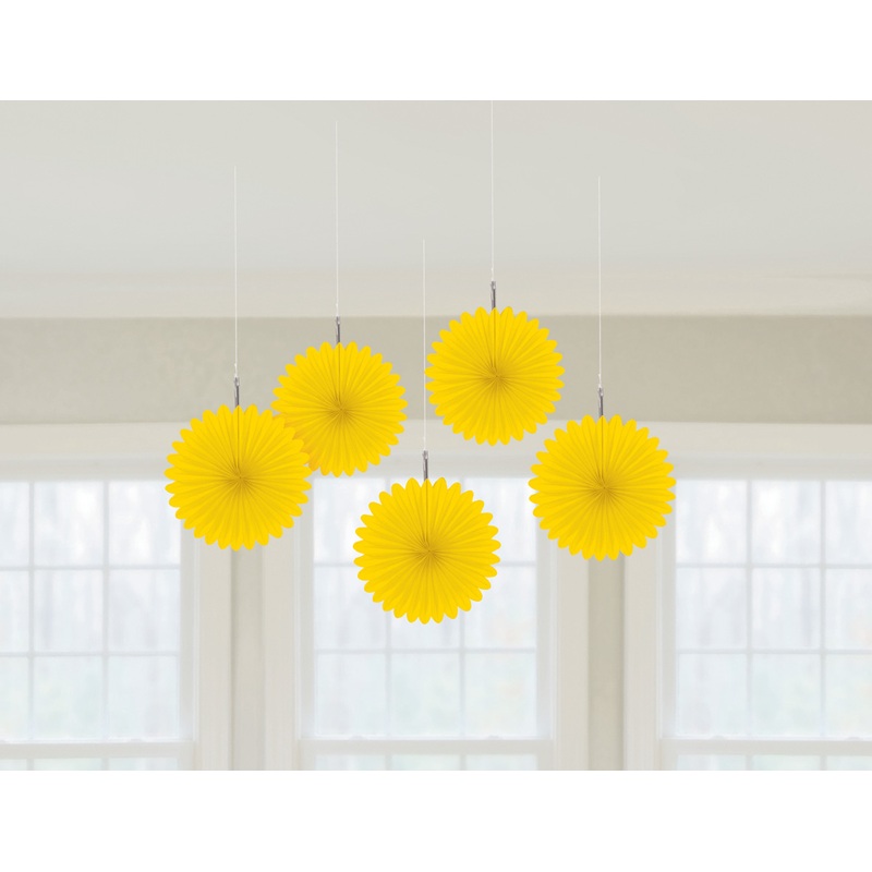 5 yellow paper rosettes Juliane 15cm
