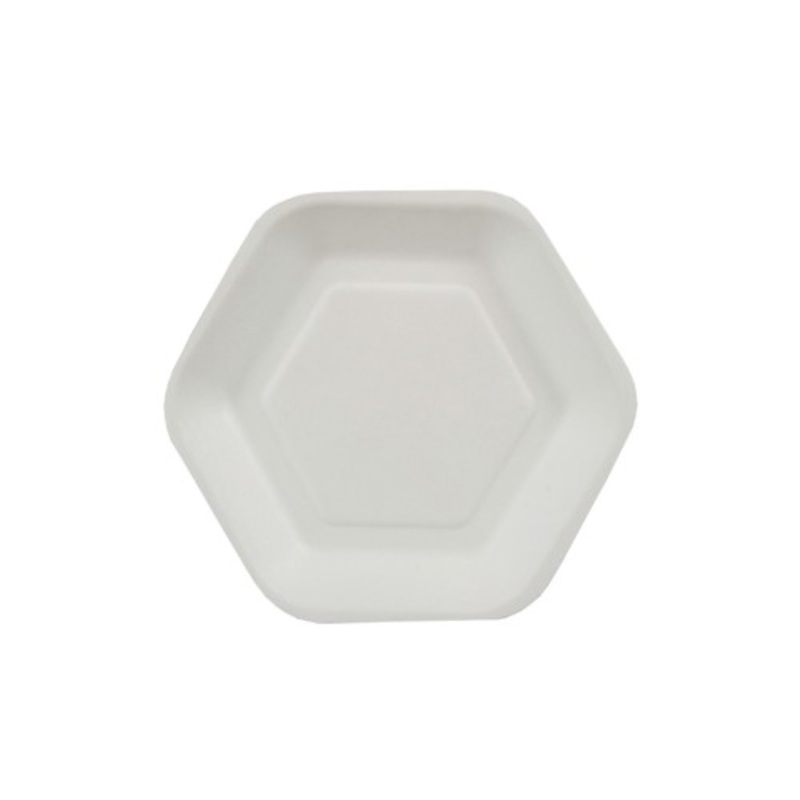 50 sugar cane finger food plates hexagonal white