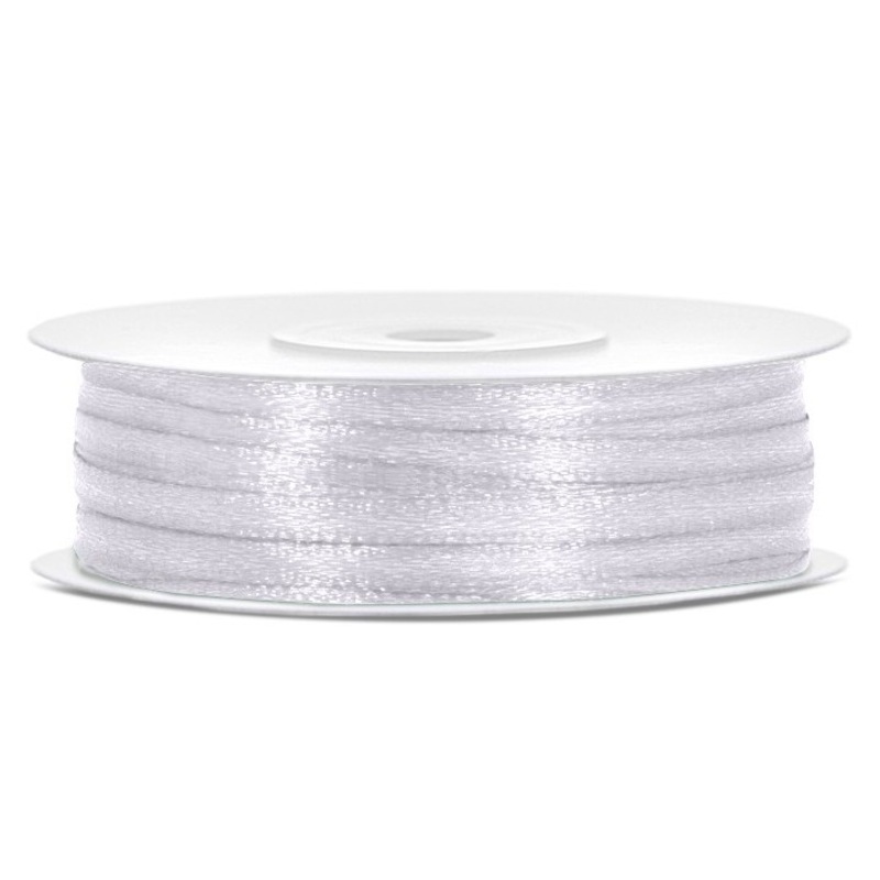 50m satin gift ribbon white 3mm