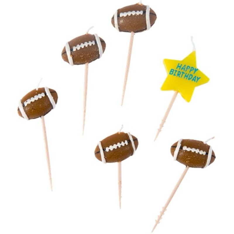 6 Football Champ cake candles 7.5cm
