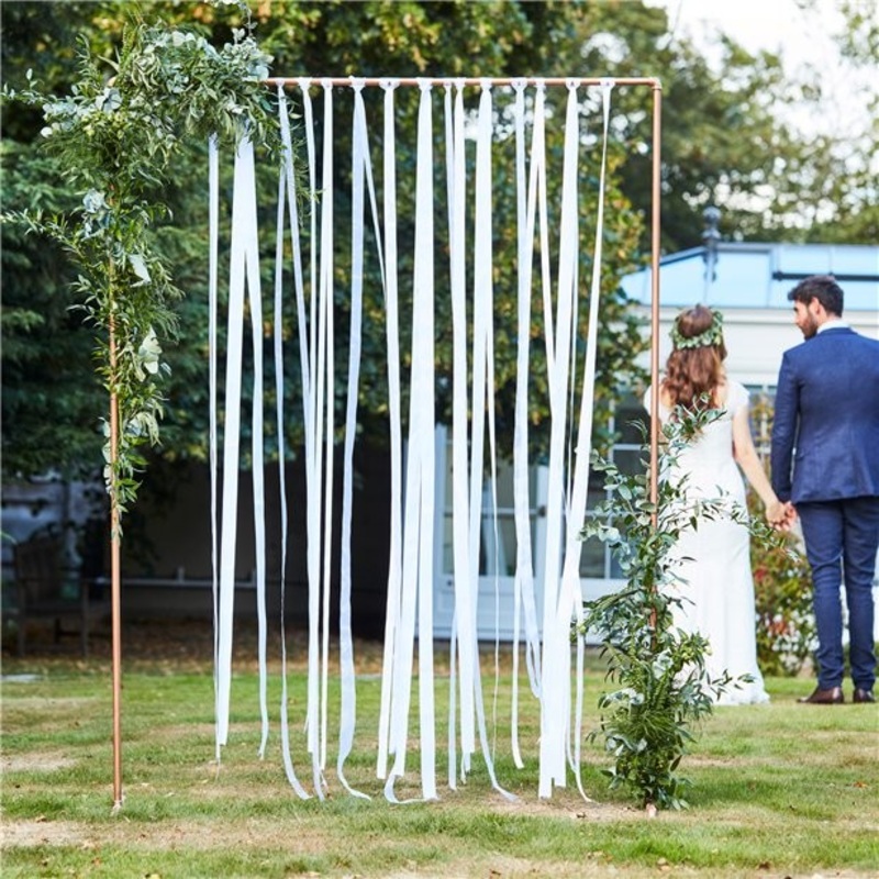 80m glossy white fabric ribbons