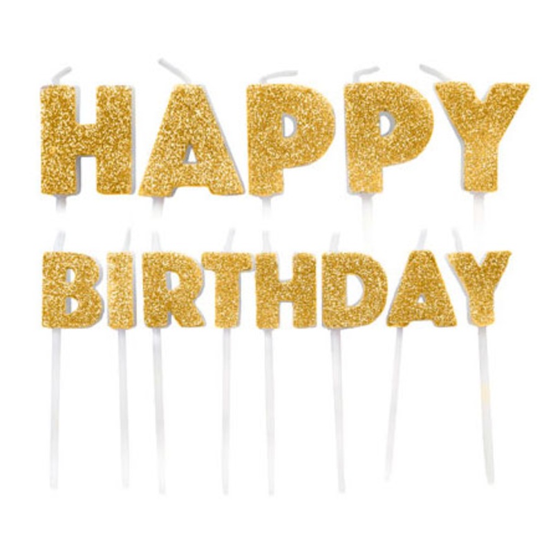 Birthday child cake candle gold 7cm