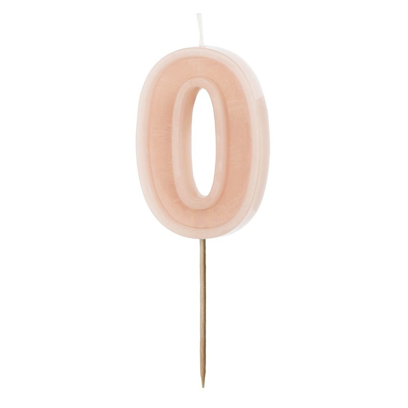 Cake candle number 0 dusty pink 6cm