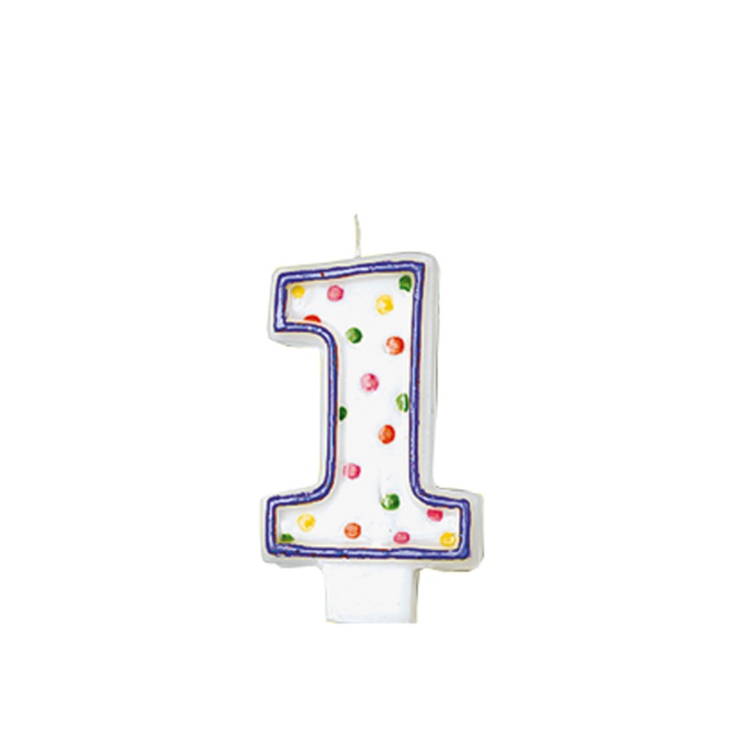 Celebrations number candle 1 with colorful dots