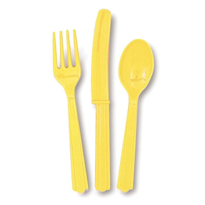 Cutlery set Vera lemon yellow 18 pieces