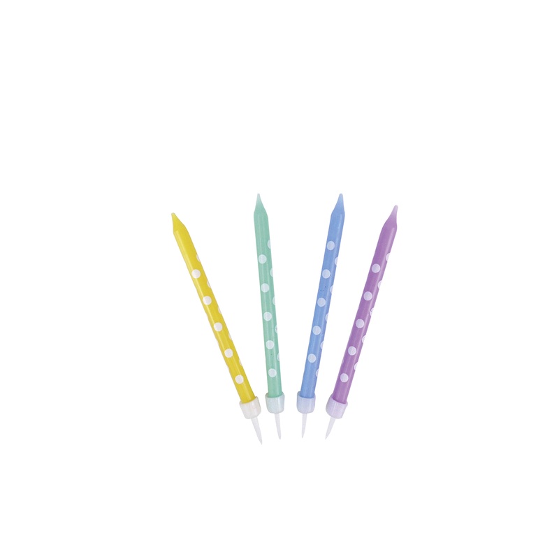 Dots fun colorful birthday candles 12 pack